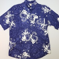 Batik Mens Shirt Abstract Hippy Vintage Large Regular Fit Blue PRISTINE