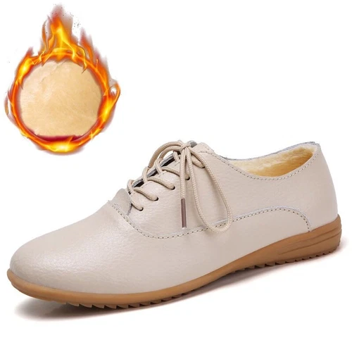 Women Oxford Shoes Leather Ballet Flats Lace Up Soft Casual Comfortable Ladies - Bild 7 von 42