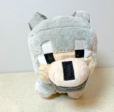 Minecraft Wolf Plush 6" JINX Mojang Gray Tamed Dog Red Collar Stuffed Animal Toy