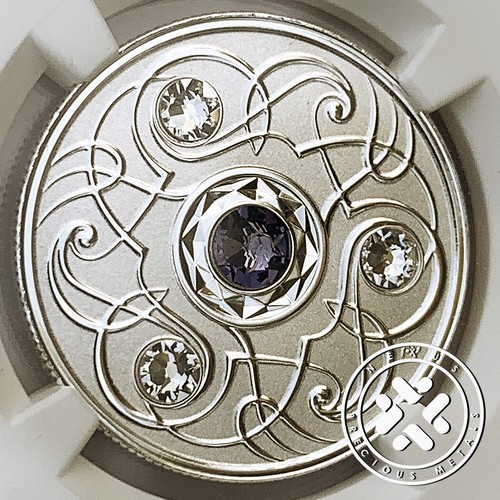 2020 NGC Reverse Proof 70 Birthstone December Silver Coin w Swarovski Crystals - Picture 5 of 6