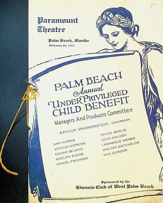 Palm Beach Underprivileged Child Benefit Program 1933 Arthur Hammerstein 
