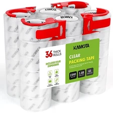 KAMOTA Packing Tape, 36 Rolls Heavy Duty Clear Packaging Tape for Shipping Pa...