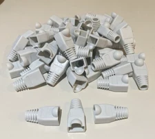 RJ45 Strain Relief Boots Ethernet Cable End Cap Cover Gray  Pack of 50