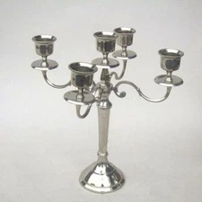 16" BRASS CANDELABRA SILVERPLATED ~ CANDLE HOLDER ~ CANDLE HOLDER 5 LIGHT 