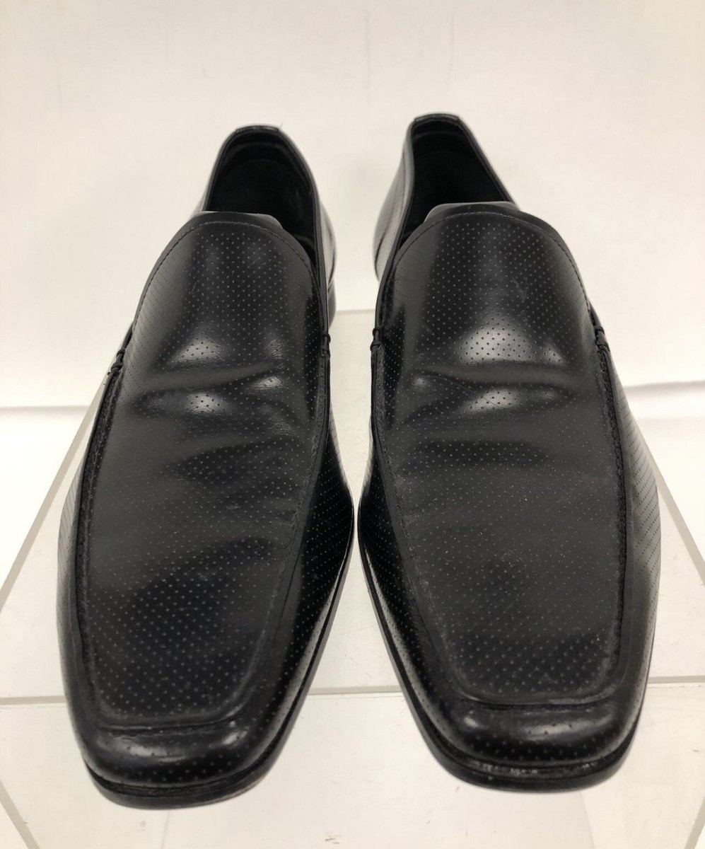 LUXURY PRADA LOAFER SHOES 2DC109 BLACK PIQUEE LEATHER US 9.5 LUXURY PRADA LOAFER SHOES 2DC109 BLACK PIQUEE LEATHER US 9.5