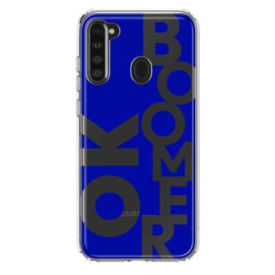 For Samsung Galaxy A21 Shockproof Case Blue Funny Quote Ok Boomer