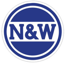12" norfolk and western blue train railroad bumper sticker decal usa made