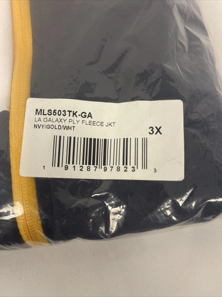 Para hombres LA Galaxy Majestic Azul Marino/Dorado Grande y Alto Poli Polar Cremallera Completa Jkt Talla 3X Foto 4 de 4