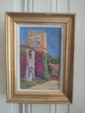 Small Oil On Cardboard View Of Seville Framed Signed