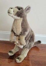 FAO Schwarz Kangaroo Plush Stuffed Animal 16" Tall Toys R Us with Baby Kangaroo