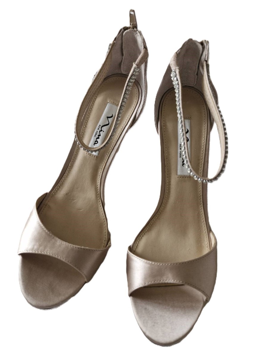 Nina Women's Volanda Evening Dress Sandals Champagne Satin (US 9M/ 39)