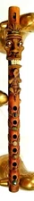 primitive native Bamboo Totem 15" Flute with totem face/real teeth semi-precious