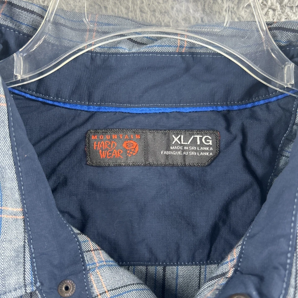Camisa Mountain Hardwear Hombres XL Azul Gris A Cuadros Manga Larga Elástico A Presión Foto 4 de 4