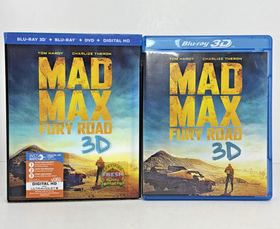Mad Max Fury Road 3D (Blu-ray 3D/Blu-ray 2D/DVD, 2015) With Lenticular Slipcover