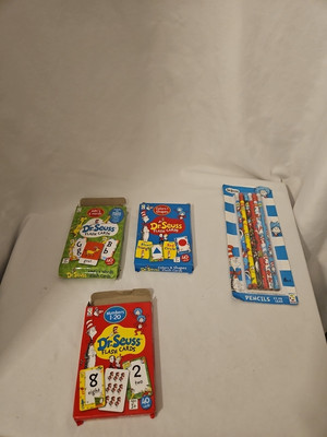 Dr. Seuss Flash Cards Colors & Shapes Numbers 1-20 ABC Lot 3 Decks And Pencils #