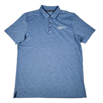 #ad Travis Mathew Polo Shirt Mens Large Blue Short Sleeve Golf Heathered Rivertown $23.74