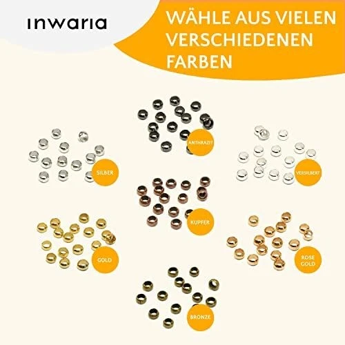 INWARIA Quetschperlen Ø 2/2,5/3/4 mm Messing 50/100/500 Perlen Metallperlen S39 - Bild 2 von 4
