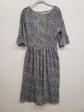Womens Large 3/4 Flutter Sleeve Animal Print Dress With Ruched Waist Midi Length