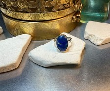Genuine 925 Sterling Silver Lapis Lazuli Gemstone Ring Size 8