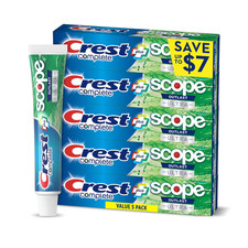 Crest Complete + Scope Outlast Ultra Toothpaste (6.3 oz., 5 pk.) Great Price 0.67 per gallon