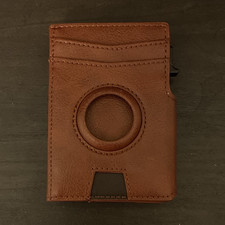 Brown Leather Wallet Case with Card Pocket Slot and Apple Airtag Holder