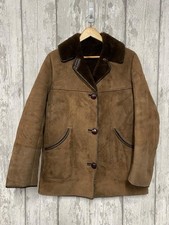 Vtg Nurseys Jacket Women 14 Chocolate Brown Sheepskin Shearling Leather England