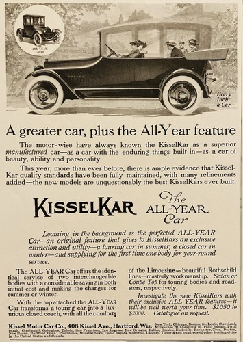 1915 AD.(PC8)~KISSEL MOTOR CAR CO. HARTFORD, WIS. KISSEL ALL-YEAR MOTOR CAR