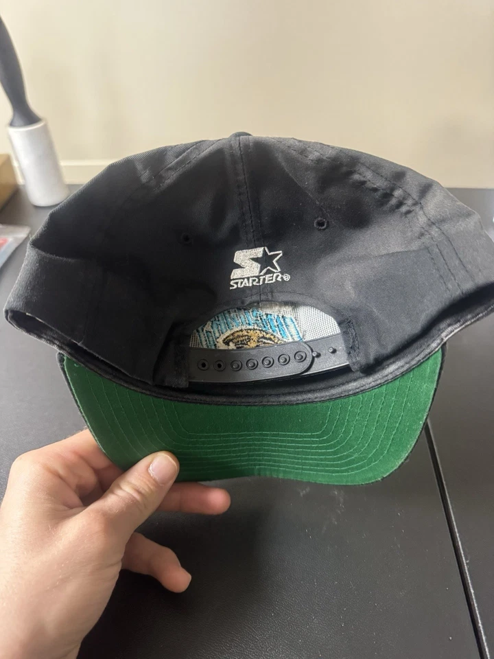 Vintage 90s Jacksonville Jaguars STARTER Banned Logo Snapback Black Hat - Image 2 of 3