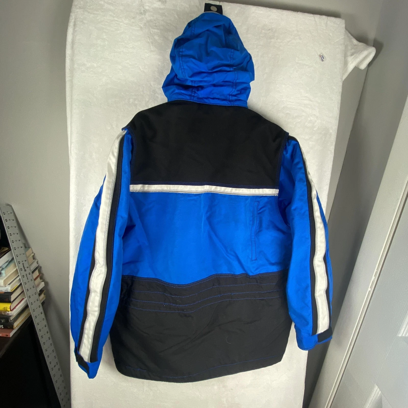 Phenix Ski Jacket Mens Medium Blue Black Hooded Insulated Reflective EY58033 image 16