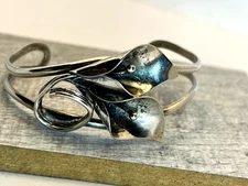 Vintage signed NYE Call Lilly cuff bracelet 925 Sterling silver older Stuart Nye