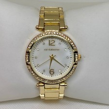 Liz Claiborne women s gold tone watch quartz mop dial 35mm size 7 running
