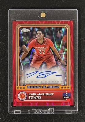 2024 Topps Chrome Mcdonalds Basketball Karl-Anthony Towns Red Wave Auto /5