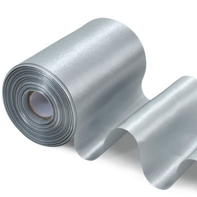 4 Inch Wide Silver Solid Satin Ribbon 22 Yd Fabric Large Cutting Ceremony