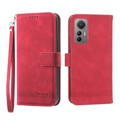 Xiaomi 12 Pro Dierfeng Dream Line TPU Hülle und PU Leder Rot
