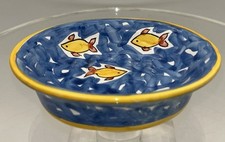 Rare Vintage Donacer Portugal Hand painted Swimming Fish Soap Dish 454