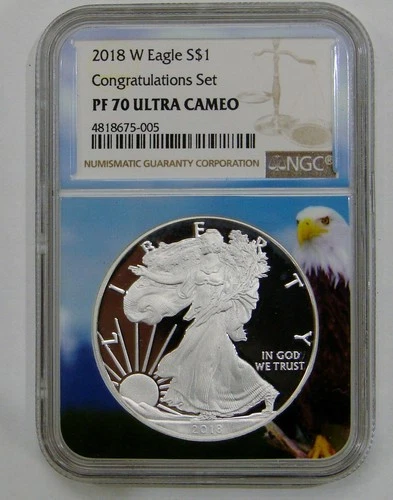 2018 W - Proof Silver American Eagle - Congrats Set - NGC PF 70 Ultra Cameo
