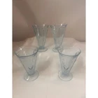 4 Fostoria Baroque Azure Blue 5 1/2" Footed Ice Tea Tumbler  Depression Glass