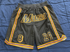 Mamba Kobe Bryant 8 24 Basketball Shorts Black Gold Purple