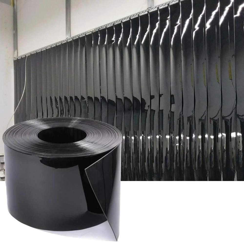 Plastic Strip Door Curtain Black Commercial Flat PVC