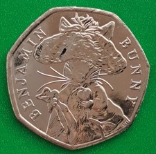 UNC 2017 BEATRIX POTTER Królik Benjamin Fifty pens moneta 50p nieobiegowa