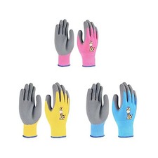 3 Pairs Kids Gardening Gloves for Age 3-11,Rubber Large Age 9-11 Giraffe