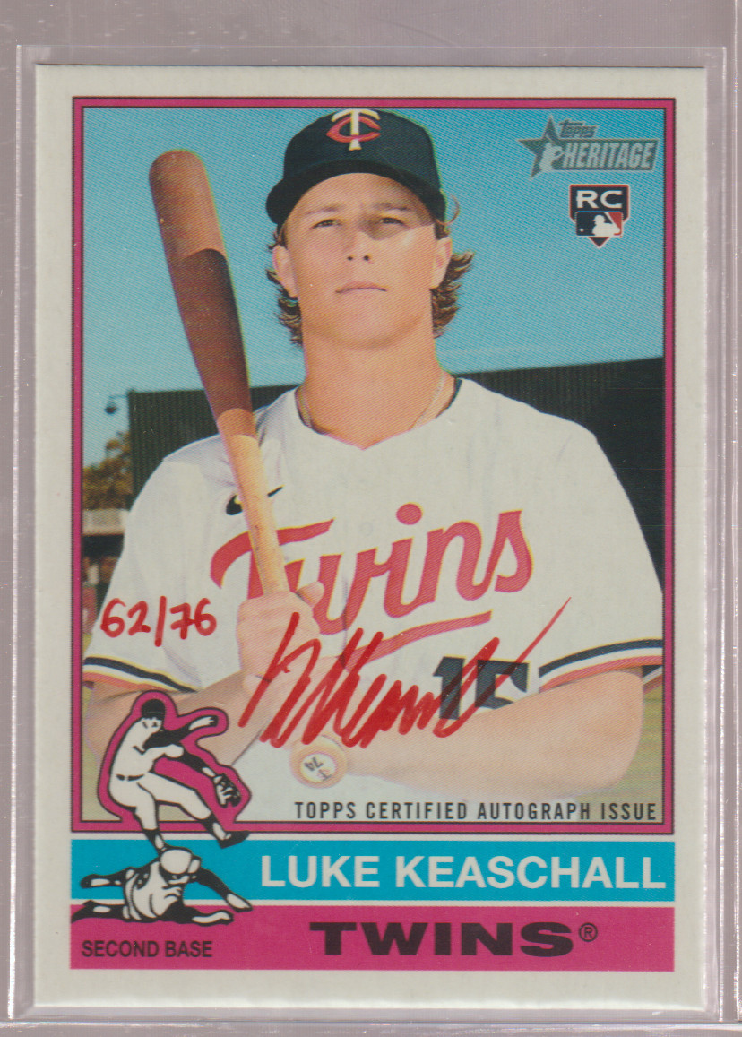 2025 Topps Heritage High Number LUKE KEASCHALL RC Auto 62/76 Red Ink Real One