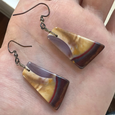 Mookaite Jasper Sterling Silver Earrings Artisan Handmade Studio Art Jewelry 925