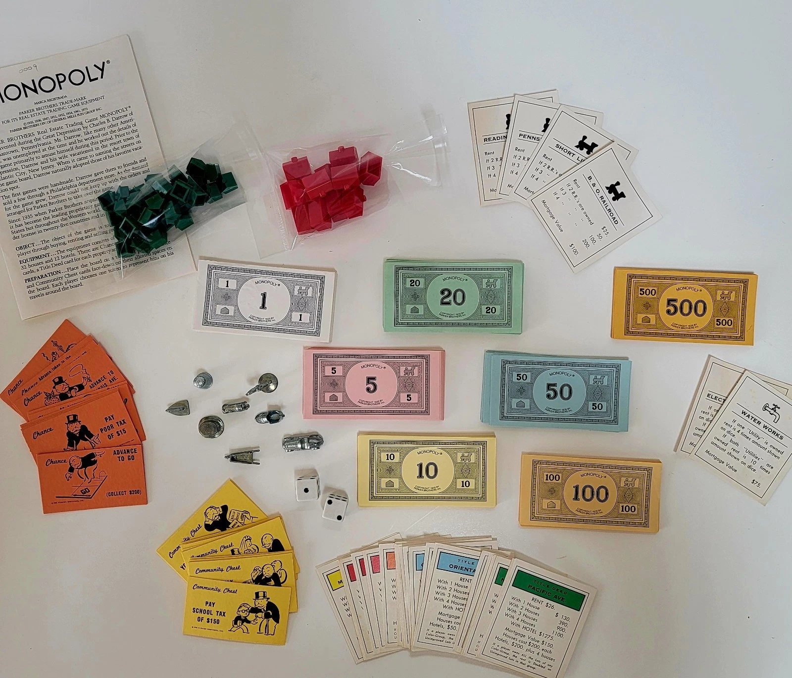 Lot of Vintage~ 1985~ Monopoly~ Parker Brothers~ Replacement Pieces