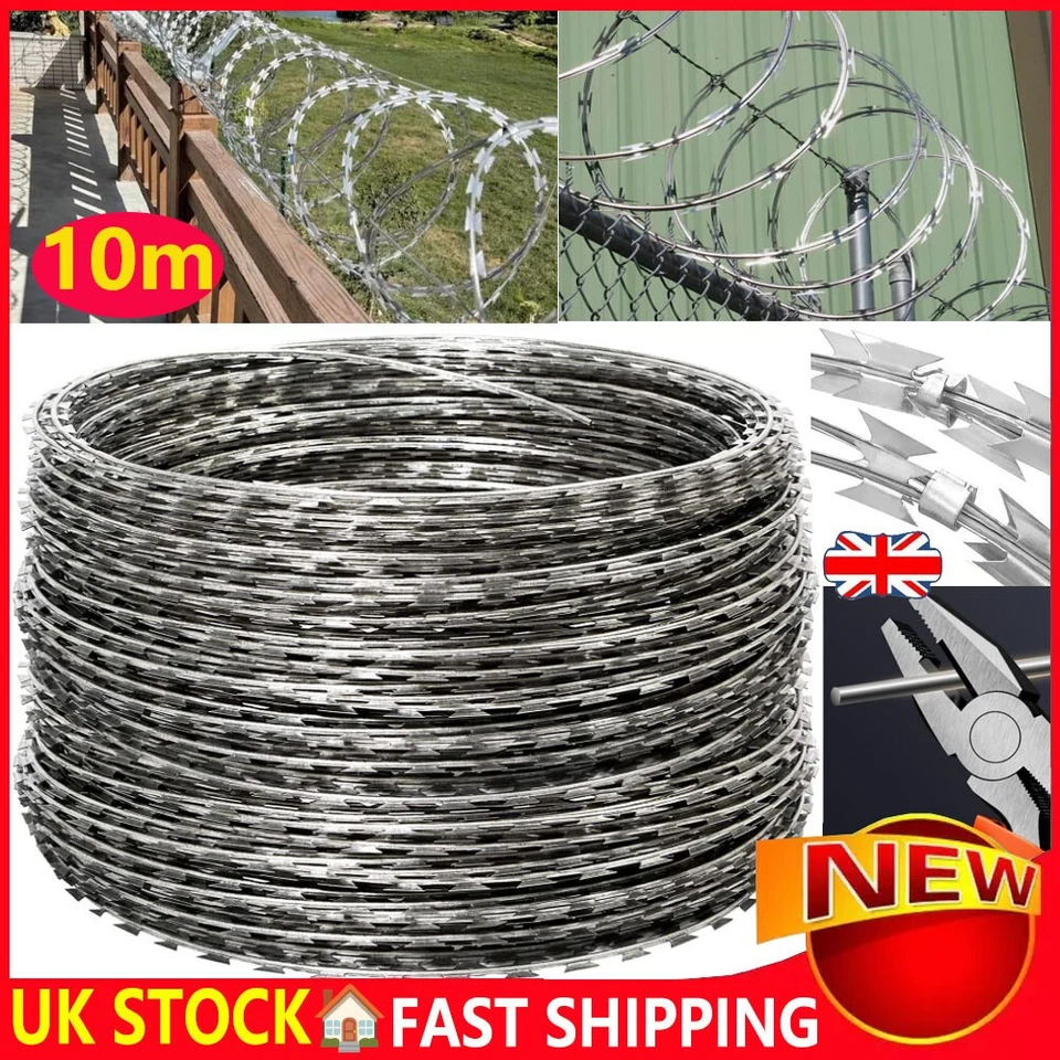 Razor Security Wire 10m Coiled Concertina Type Barb Fence Fencing Outdoor Wire - Image 3 of 4