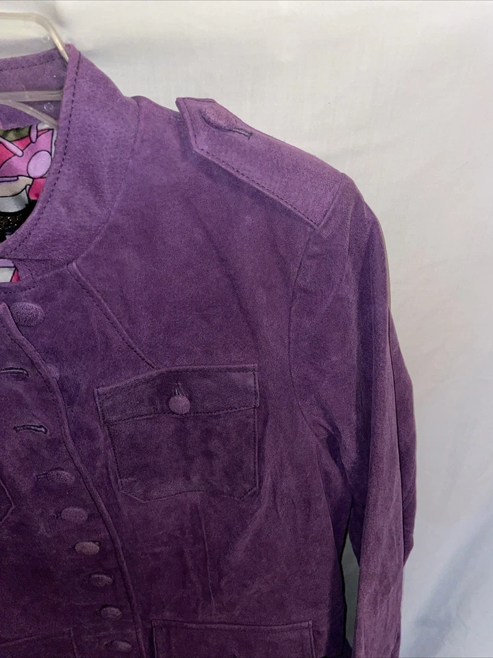 Twiggy Women’s Dressy Jacket Size Medium Purple Leather Going Out Party Fashion  - Image 4 of 4