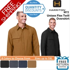 🔥 Harriton Men Flex Twill Blend Overshirt pocket Long Sleeve Up To 5XL M72
