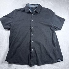 Ted Baker London Shirt Mens Large Gray Short Sleeve Button Up Micro Dot Print