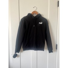 Puma Women Black Essential Logo Hoodie Sweatshirt Casual Comfort Size Medium