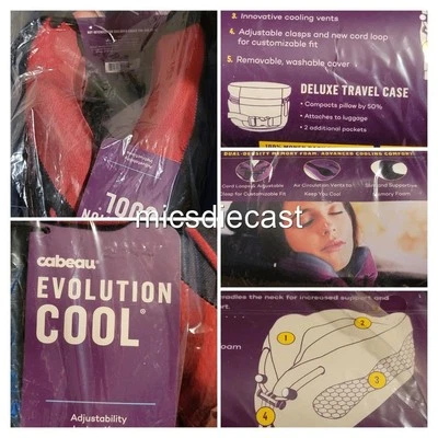NIP Evolution Cool Cabeau Air Vent Cool Adjustable Neck Pillow Case Buckel
